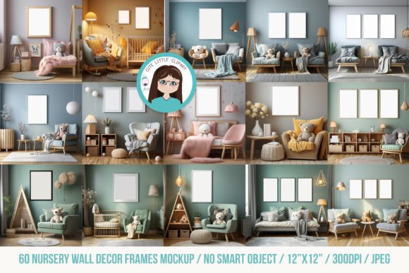 Download 60 Wall Art Frames Nursery Mockup - Nursery mockup Collection