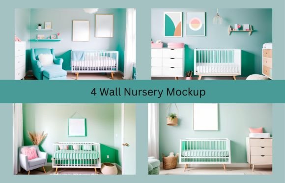 Download 4 Wall Art Frames Nursery Mockup - Nursery mockup Collection